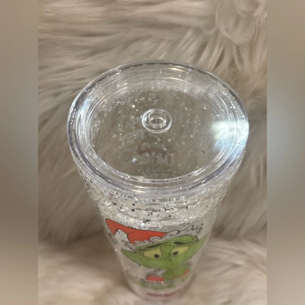 Snowglobe Christmas Grinch Glitter Tumbler 24 oz